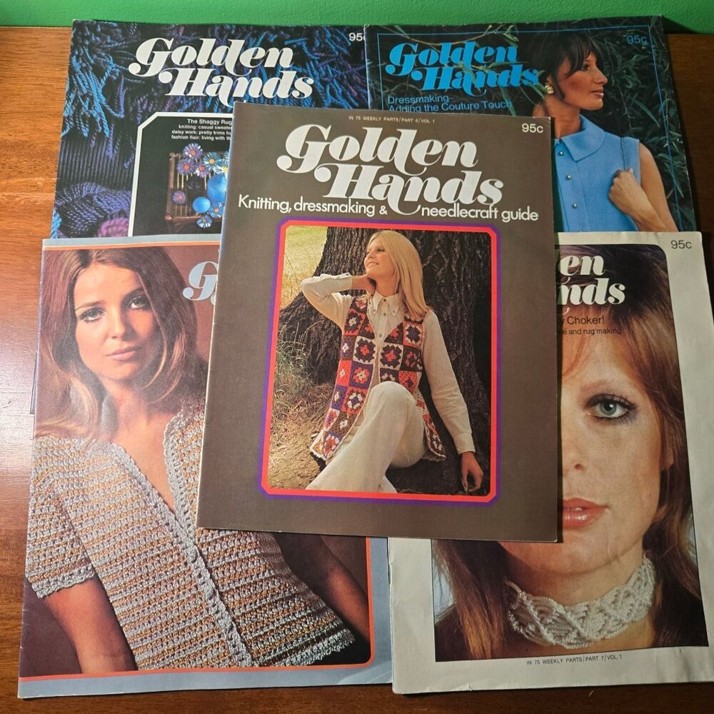 Golden Hands weekly magazine Part 6-10 Vol 1 Knitting Dressmaking Needlecraft